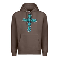 Coffee western Gemstone cross Premium Hoodie - Artiststas