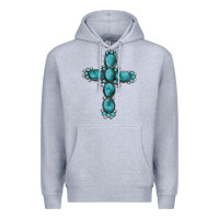 Heather Grey western Gemstone cross Premium Hoodie - Artiststas