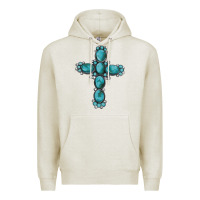 Oatmeal Heather western Gemstone cross Premium Hoodie - Artiststas