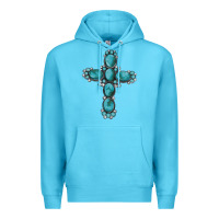 Ocean Blue western Gemstone cross Premium Hoodie - Artiststas