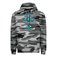 Slate Camo western Gemstone cross Premium Hoodie - Artiststas