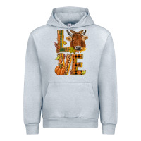 Heather Grey Love fall cow Urban Hoodie - NancyCooperArtShop