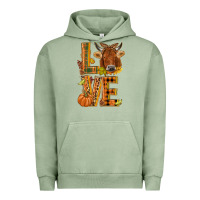 Pigment Oil Green Love fall cow Urban Hoodie - NancyCooperArtShop