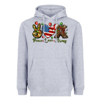 Heather Grey peace love army christmas Heavyweight Hoodie - NancyCooperArtShop