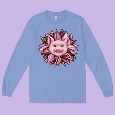 Sunflower Leopard Long Sleeve Tee Designed By Jahusdesignshop