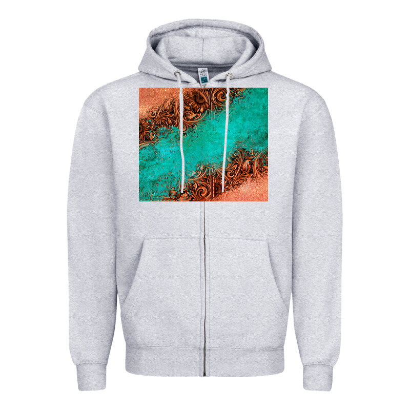 Leather Turquoise Glitter Tumbler Zipper Hoodie by Jasminsmagicworld | Teevron