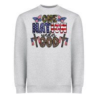 Heather Grey one nation under god Heavyweight Sweatshirt - CowhideDigitalArt