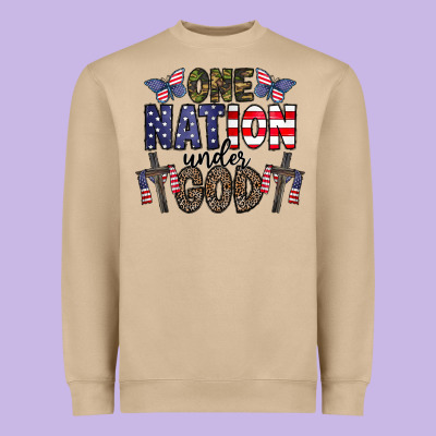 One Nation Under God Heavyweight Sweatshirt Designed By Cowhidedigitalart