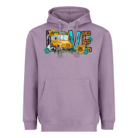 Lavender school bus love Heavyweight Hoodie - NancyCooperArtShop