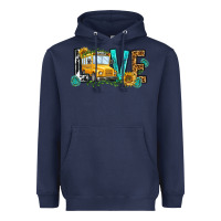 Navy school bus love Heavyweight Hoodie - NancyCooperArtShop