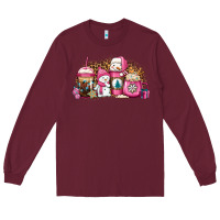 Burgundy pink Christmas winter snowman coffee Long Sleeve Tee - Jasminsmagicworld