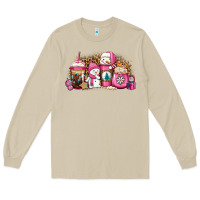 Mushroom pink Christmas winter snowman coffee Long Sleeve Tee - Jasminsmagicworld