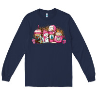 Navy pink Christmas winter snowman coffee Long Sleeve Tee - Jasminsmagicworld