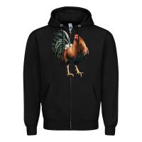 Black American Game Rooster Zipper Hoodie - LillyAllenDesigns
