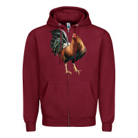 Burgundy American Game Rooster Zipper Hoodie - LillyAllenDesigns