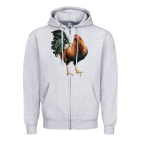 Heather Grey American Game Rooster Zipper Hoodie - LillyAllenDesigns
