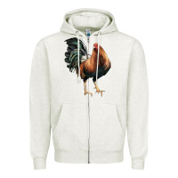 Oatmeal Heather American Game Rooster Zipper Hoodie - LillyAllenDesigns