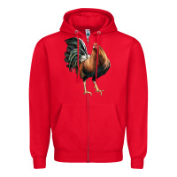 Red American Game Rooster Zipper Hoodie - LillyAllenDesigns