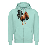 Seafoam American Game Rooster Zipper Hoodie - LillyAllenDesigns