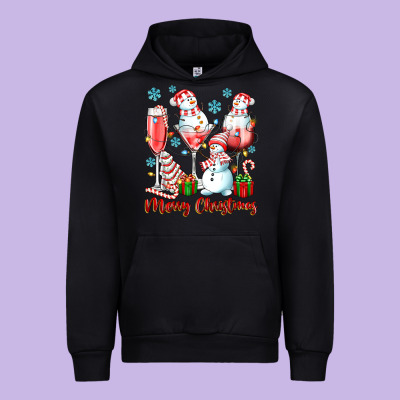 Merry Christmas Wine Glasses Urban Hoodie Designed By Texasbilliewilder