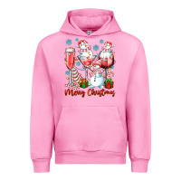 Fuchsia Pink merry christmas wine glasses Urban Hoodie - texasbilliewilder