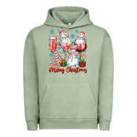 Pigment Oil Green merry christmas wine glasses Urban Hoodie - texasbilliewilder