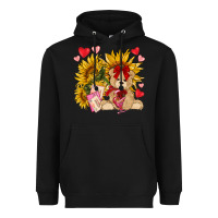 Black valentines day sunflowers with bear hjf Heavyweight Hoodie - NancyCooperArtShop