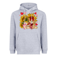Heather Grey valentines day sunflowers with bear hjf Heavyweight Hoodie - NancyCooperArtShop