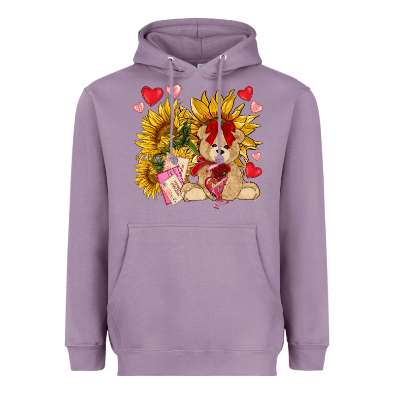 Valentines Day Sunflowers With Bear Hjf Heavyweight Hoodie by NancyCooperArtShop | Teevron