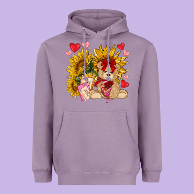Valentines Day Sunflowers With Bear Hjf Heavyweight Hoodie Designed By Nancycooperartshop
