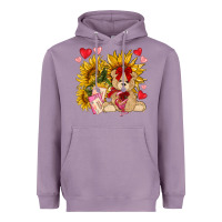 Lavender valentines day sunflowers with bear hjf Heavyweight Hoodie - NancyCooperArtShop