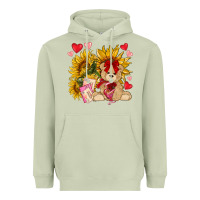 Matcha valentines day sunflowers with bear hjf Heavyweight Hoodie - NancyCooperArtShop
