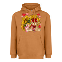 Meerkat valentines day sunflowers with bear hjf Heavyweight Hoodie - NancyCooperArtShop