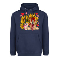 Navy valentines day sunflowers with bear hjf Heavyweight Hoodie - NancyCooperArtShop