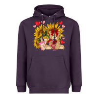 Plum valentines day sunflowers with bear hjf Heavyweight Hoodie - NancyCooperArtShop