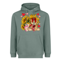Sage valentines day sunflowers with bear hjf Heavyweight Hoodie - NancyCooperArtShop