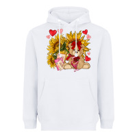 White valentines day sunflowers with bear hjf Heavyweight Hoodie - NancyCooperArtShop