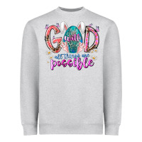 Heather Grey with god all things are possible Heavyweight Sweatshirt - RacoonDesign