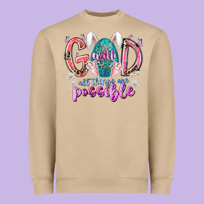 With God All Things Are Possible Heavyweight Sweatshirt Designed By Racoondesign