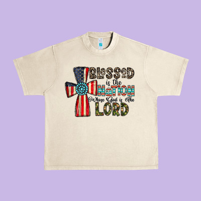 Blessed İs The Nation Whose God Is The Lord Urban Heavy Tee Designed By Cowhidedigitalart