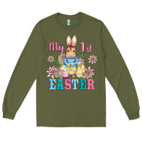 Army Green my first easter with baby bunny and eggs Long Sleeve Tee - AdoDesignShop