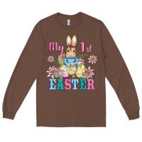 Chestnut my first easter with baby bunny and eggs Long Sleeve Tee - AdoDesignShop