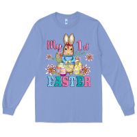 Colony Blue my first easter with baby bunny and eggs Long Sleeve Tee - AdoDesignShop