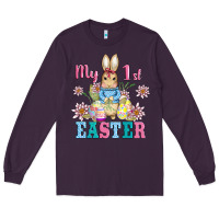 Plum my first easter with baby bunny and eggs Long Sleeve Tee - AdoDesignShop