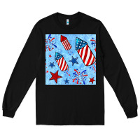 Black 4th of july firecracker and star seamless  pattern Long Sleeve Tee - BundleAndBundleShop