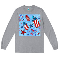 Heather Grey 4th of july firecracker and star seamless  pattern Long Sleeve Tee - BundleAndBundleShop