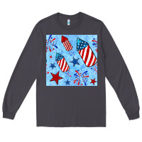 Smoke 4th of july firecracker and star seamless  pattern Long Sleeve Tee - BundleAndBundleShop