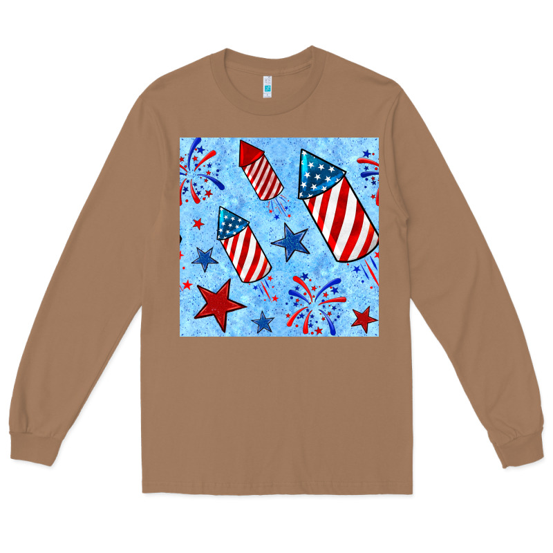 4th Of July Firecracker And Star Seamless  Pattern Long Sleeve Tee by BundleAndBundleShop | Teevron