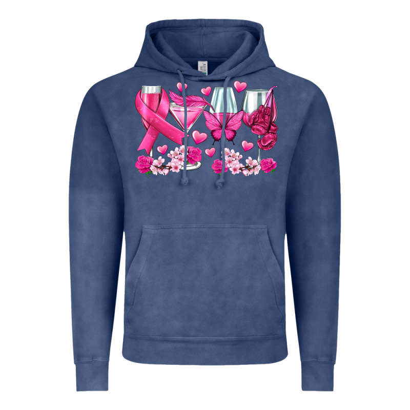 Breast Cancer Wine Glasses Vintage Hoodie by texasbilliewilder | Teevron