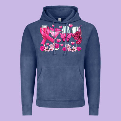 Breast Cancer Wine Glasses Vintage Hoodie Designed By Texasbilliewilder